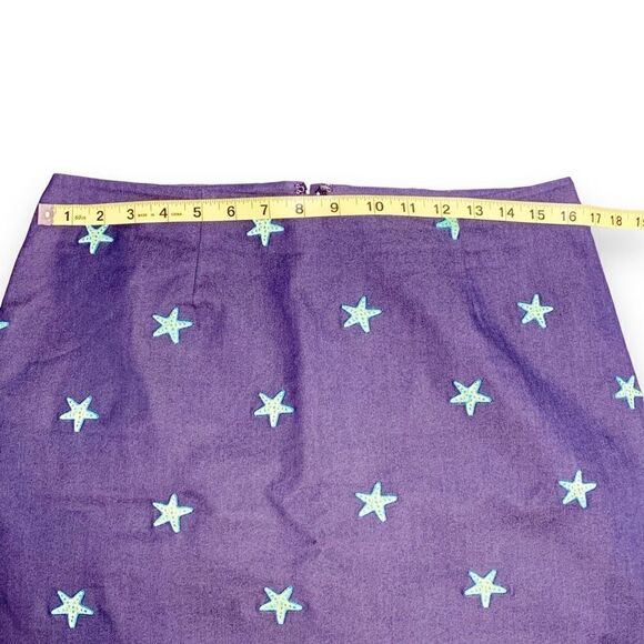 Lilly Pulitzer Women’s Skirt Blue Denim Green Starfish Print A-Line Above Knee 8 - Picture 7 of 8